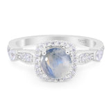 Art Deco Round Natural Stone Halo Ring