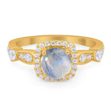 Art Deco Round Natural Stone Halo Ring