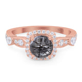 Art Deco Round Natural Stone Halo Ring