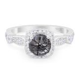 Art Deco Round Natural Stone Halo Ring