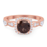 Art Deco Round Natural Stone Halo Ring