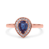 Pear Teardrop Natural Stone Wedding Ring
