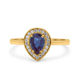 Pear Teardrop Natural Stone Wedding Ring