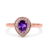 Pear Teardrop Natural Stone Wedding Ring
