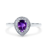Pear Teardrop Natural Stone Wedding Ring