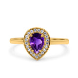 Pear Teardrop Natural Stone Wedding Ring