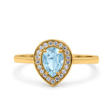 Pear Teardrop Natural Stone Wedding Ring