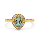 Pear Teardrop Natural Stone Wedding Ring