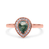 Pear Teardrop Natural Stone Wedding Ring