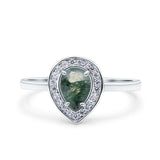 Pear Teardrop Natural Stone Wedding Ring