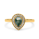 Pear Teardrop Natural Stone Wedding Ring