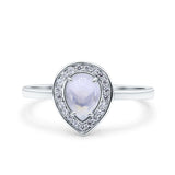 Pear Teardrop Natural Stone Wedding Ring