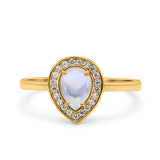 Pear Teardrop Natural Stone Wedding Ring