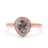 Pear Teardrop Natural Stone Wedding Ring