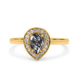 Pear Teardrop Natural Stone Wedding Ring