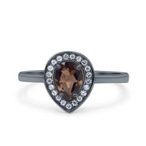 Pear Teardrop Natural Stone Wedding Ring