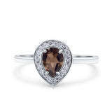 Pear Teardrop Natural Stone Wedding Ring