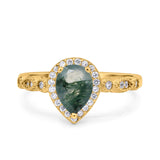 Pear Natural Stone Beaded Ring