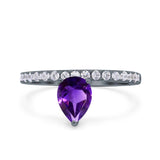 Pear Teardrop Natural Stone Wedding Ring