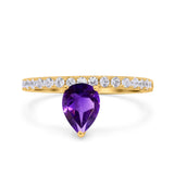 Pear Teardrop Natural Stone Wedding Ring