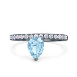 Pear Teardrop Natural Stone Wedding Ring