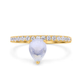 Pear Teardrop Natural Stone Wedding Ring