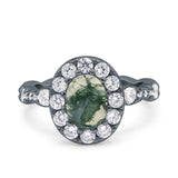 Oval Natural Stone Art Deco Ring