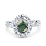 Oval Natural Stone Art Deco Ring