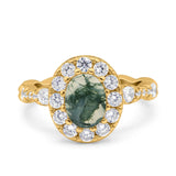 Oval Natural Stone Art Deco Ring