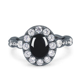 Oval Natural Stone Art Deco Ring