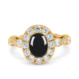 Oval Natural Stone Art Deco Ring