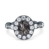 Oval Natural Stone Art Deco Ring