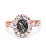 Oval Natural Stone Art Deco Ring