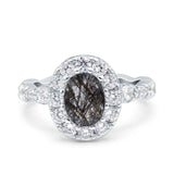 Oval Natural Stone Art Deco Ring