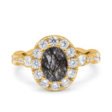 Oval Natural Stone Art Deco Ring