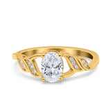 Oval Natural Stone Leaf Split Shank Ring