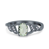 Oval Natural Stone Leaf Split Shank Ring