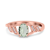 Oval Natural Stone Leaf Split Shank Ring