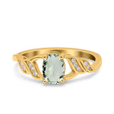 Oval Natural Stone Leaf Split Shank Ring