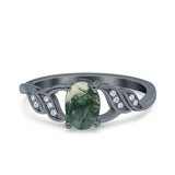 Oval Natural Stone Leaf Split Shank Ring