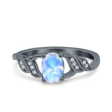 Oval Natural Stone Leaf Split Shank Ring