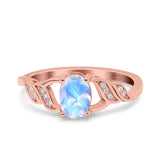 Oval Natural Stone Leaf Split Shank Ring