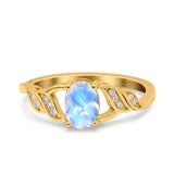 Oval Natural Stone Leaf Split Shank Ring