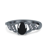 Oval Natural Stone Leaf Split Shank Ring