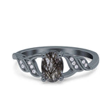 Oval Natural Stone Leaf Split Shank Ring