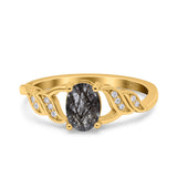 Oval Natural Stone Leaf Split Shank Ring