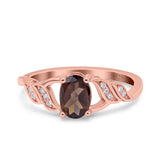 Oval Natural Stone Leaf Split Shank Ring