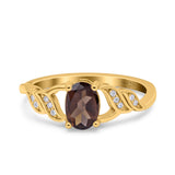 Oval Natural Stone Leaf Split Shank Ring