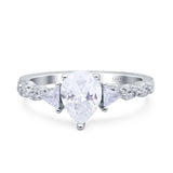 Art Deco Ring Pear Moissanite Triangle Engagement Rings 925 Sterling Silver