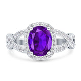 Oval Natural Amethyst Infinity Twisted Ring 925 Sterling Silver